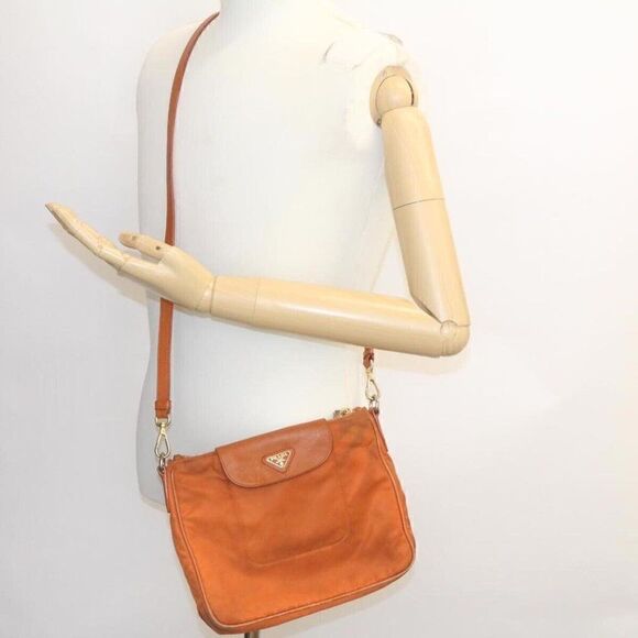 PRADA Shoulder Bag Nylon Leather Orange - Picture 12 of 15